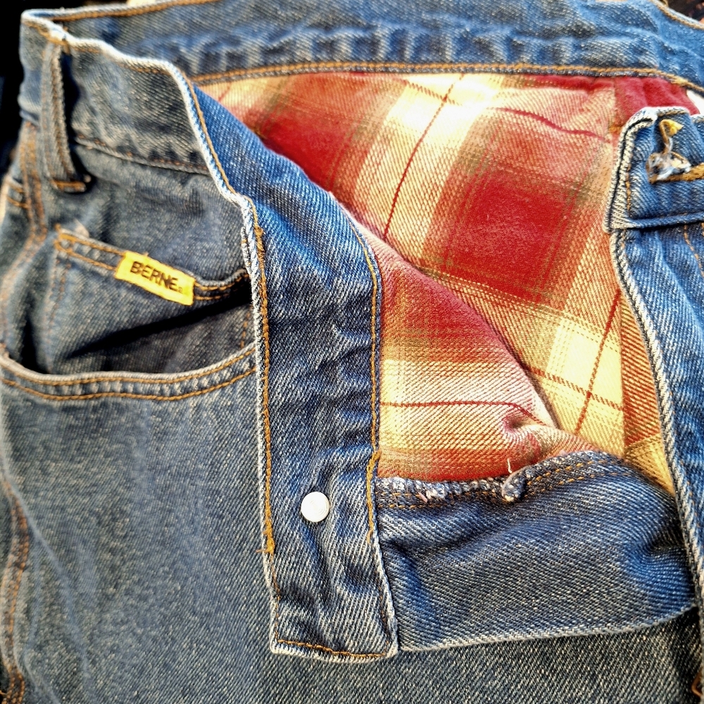 Berne Blue Wide Leg Flannel Lined Jeans Sz 36/32 Very Good Condition Workwear - Picture 3 of 6